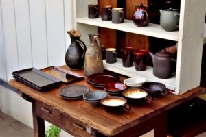 Black and white plate in Mashiko pottery fair
