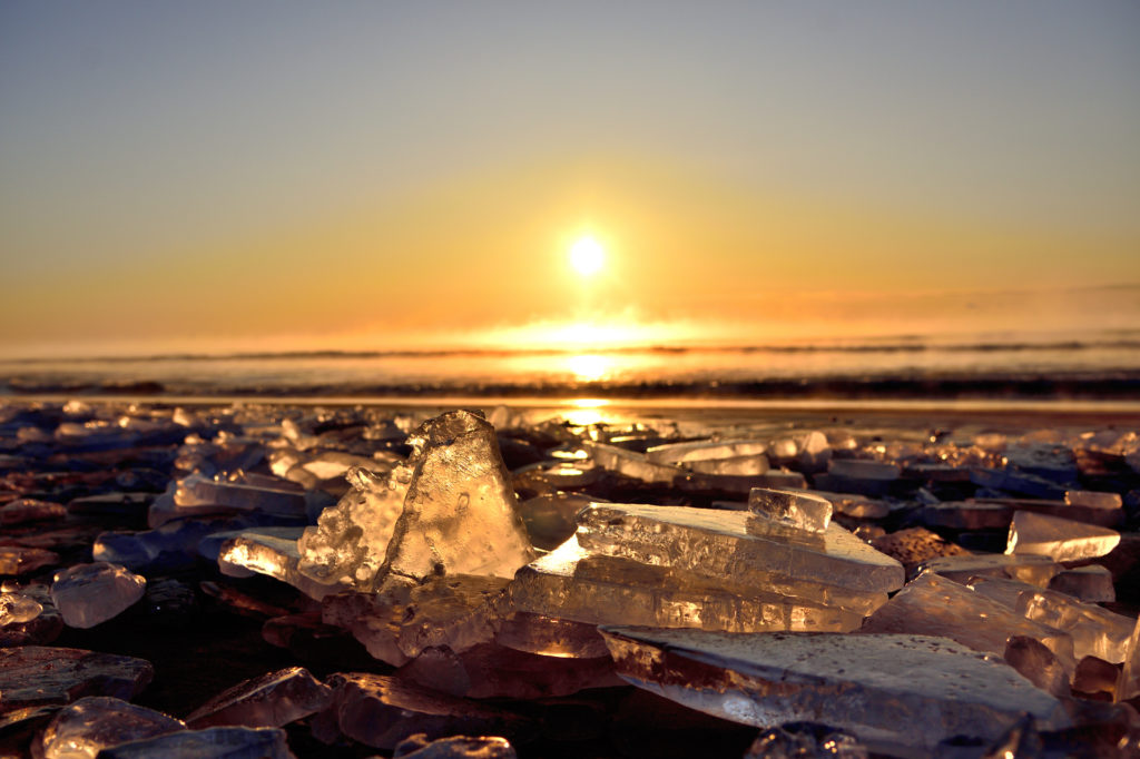 Jewelry ice with sunrise